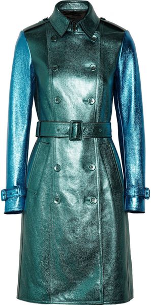 Burberry Prorsum Metallic Texturedleather Trench Coat - Lyst
