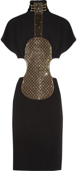 Chloé Embellished Crepe Violin Dress - Lyst