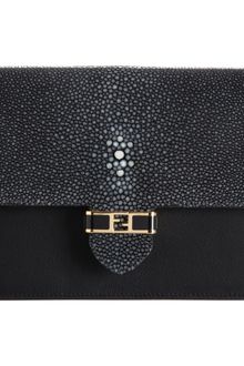 Fendi Shagreen Mini Clutch with Chain Strap - Lyst