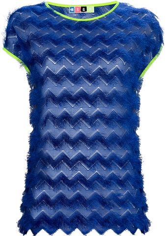 MSGM Fringed Zig-Zag Print Top - Lyst