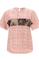 No.21 Pink Tweed Lace Insert Top