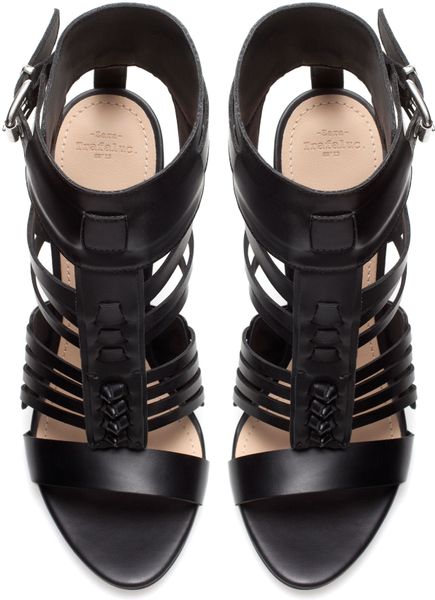 Zara Strappy Sandal With Buckle In Black Lyst 