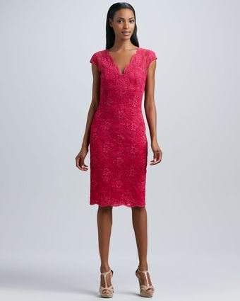 David Meister Vneck Lace Cocktail Dress - Lyst
