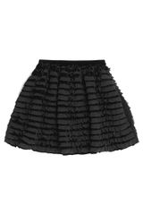 Alberta Ferretti Tiered Satin Velvet Skirt 