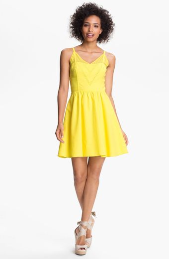 Jessica Simpson Vneck Fit Flare Dress - Lyst