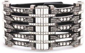 Lanvin Crystal Embellished Leather Bracelet - Lyst
