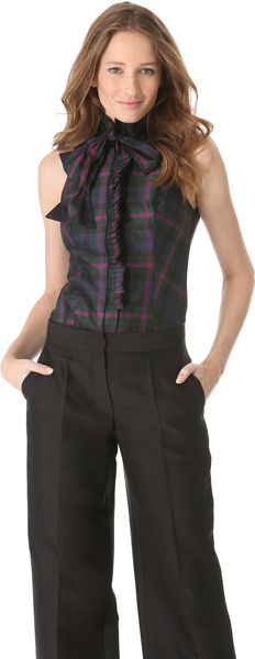 L'Wren Scott Sleeveless Plaid Top - Lyst