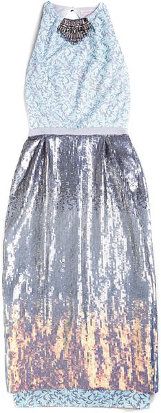 Matthew Williamson Winter Garden Organza Layered Cocktail Dress in Aqua - Lyst