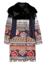 Matthew Williamson Floral Folk Weave Embroidered Cape Shoulder Coat