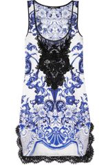Roberto Cavalli Embellished Silktwill Mini Dress
