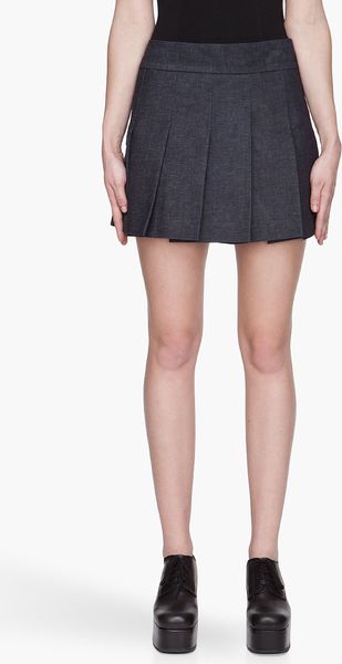 Comme Des Garçons Blue Heavy Denim Pleated Hybrid Skirt - Lyst