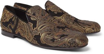 Jimmy Choo Sloane Paisleyembroidered Velvet Slippers - Lyst