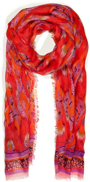 Matthew Williamson Redmulti Snake Print Scarf - Lyst