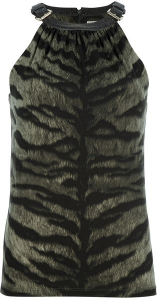 Michael by Michael Kors Buckle Embellished Halter Neck Top - Lyst