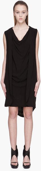 Silent By Damir Doma Black Drapey Duvalia Hooded Dress - Lyst