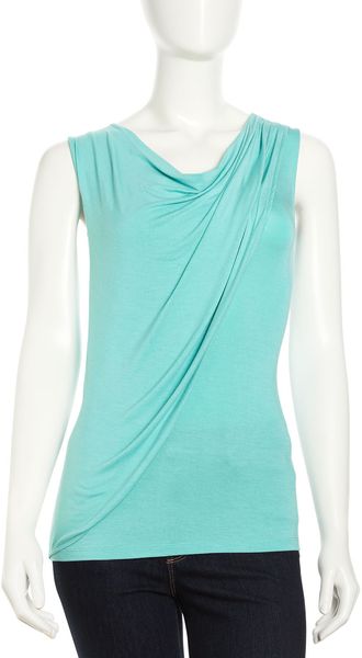 Tahari Cowlneck Jersey Tank - Lyst