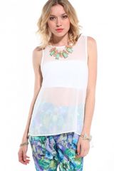 Akira V Cut Lace Back Tank in White