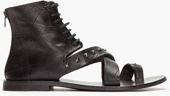 Diesel Black Gold Black Studded Leather Anibal H Sandals - Lyst