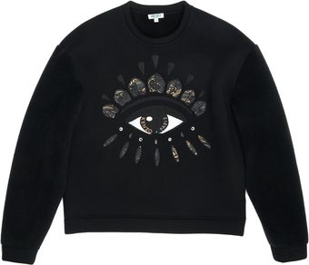 Kenzo Fleece Lined Neoprene Sweatshirt with Lotus Eye - Lyst