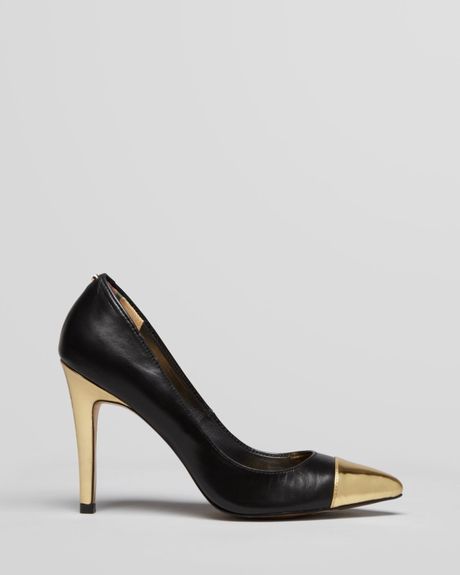 ... Pointed Toe Cap Toe Pumps Saysa High Heel in Black (black gold) | Lyst