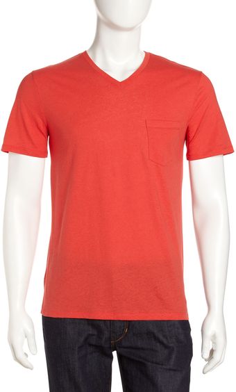 Vince Linen Blend V-Neck Tee - Lyst