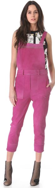 3.1 Phillip Lim Watercolor Suede Overalls - Lyst