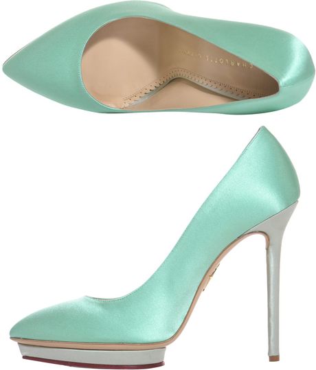 mint green satin shoes