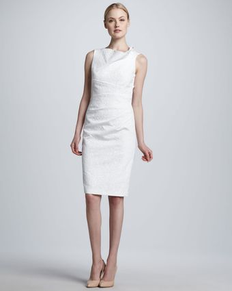 David Meister Sleeveless Asymmetric-Neck Sheath Dress - Lyst