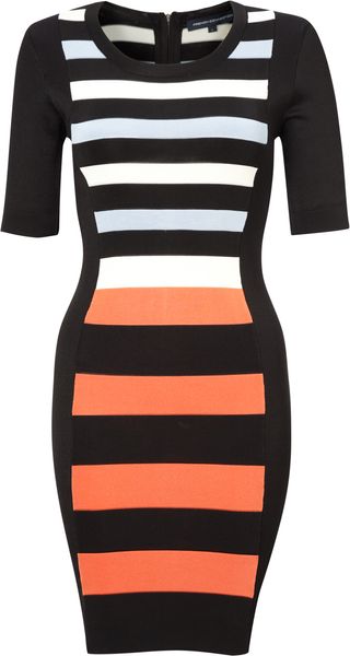 French Connection Riley Striped Fitted Dress - Lyst