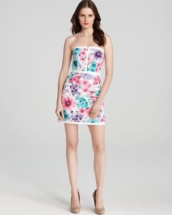 Laundry By Shelli Segal Strapless Dress Floral Jacquard - Lyst