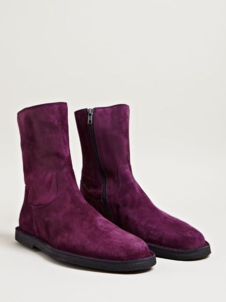 Ann Demeulemeester Suede Leather Boots in Purple for Men | Lyst