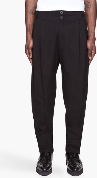 Damir Doma Black Pleated Button cuff Parim Linen Trousers - Lyst