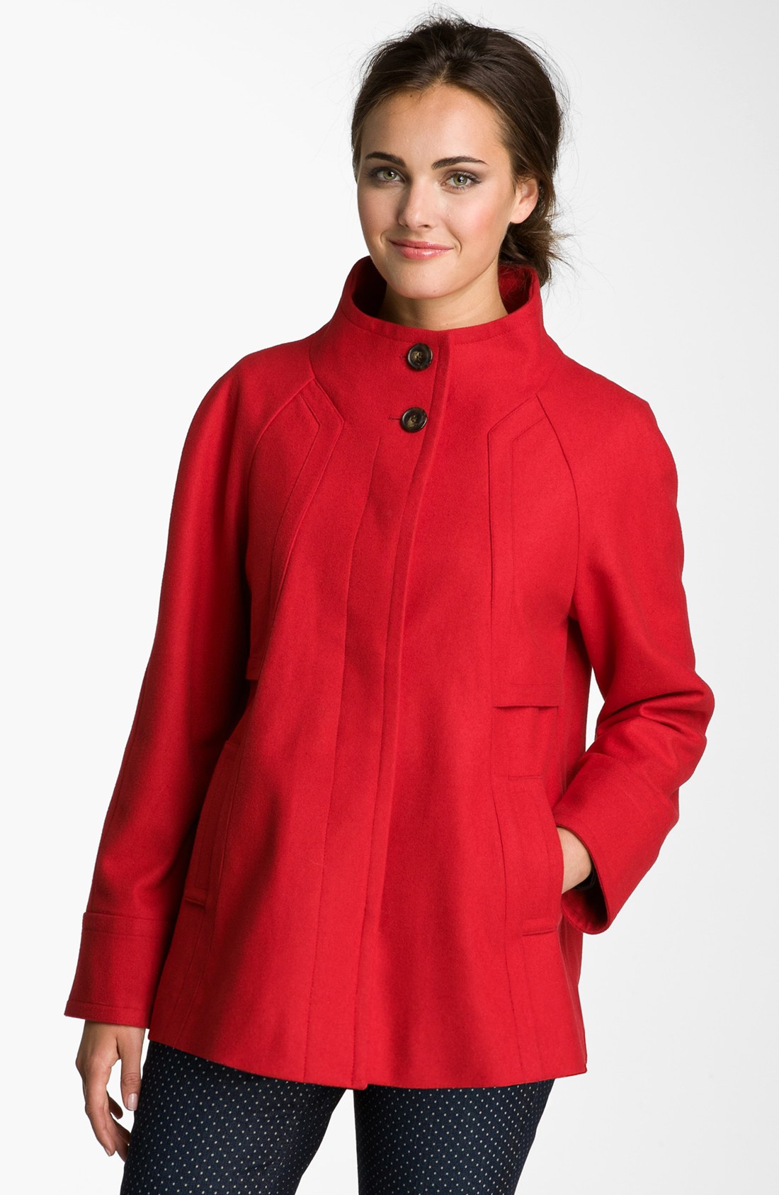 Ellen Tracy Stand Collar Aline Coat Petite Nordstrom Exclusive in Red ...