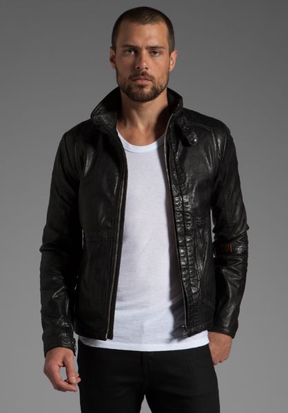 star Raw Denim Jacket Asahi Leather Sleeve in Blue for Men | Lyst