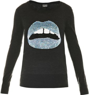 Markus Lupfer Sequin Lips Sweater - Lyst