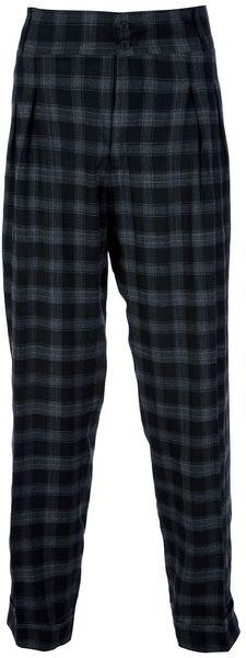 James Long Check Pleated Trouser - Lyst