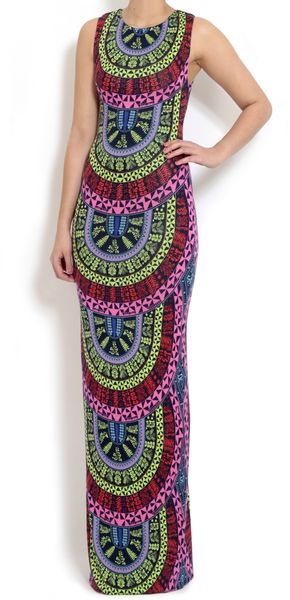 Mara Hoffman Slit Back Column Dress Medicine Wheel Navy - Lyst
