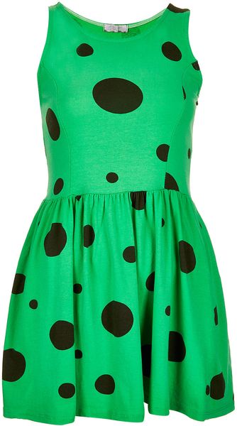 Topshop Spot Skater Dress By Love - Lyst
