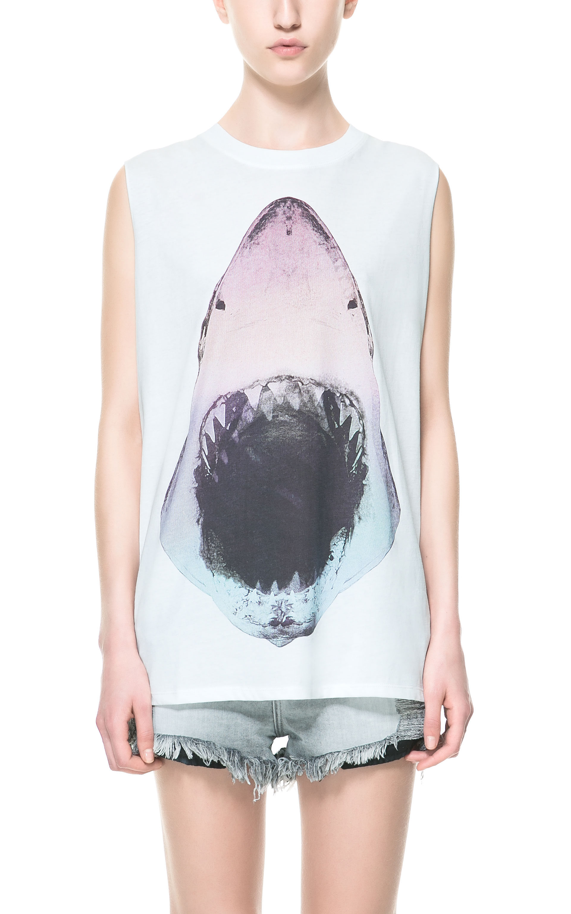 off white shark shirt