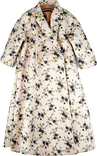 Rochas Floral Duchesse Chine Oversize Coat - Lyst