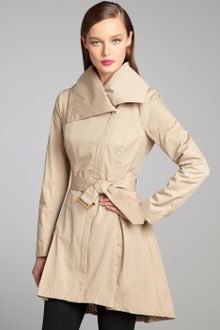 BCBGeneration Khaki Cotton Blend Asymmetrical Zip Belted Trench Coat - Lyst