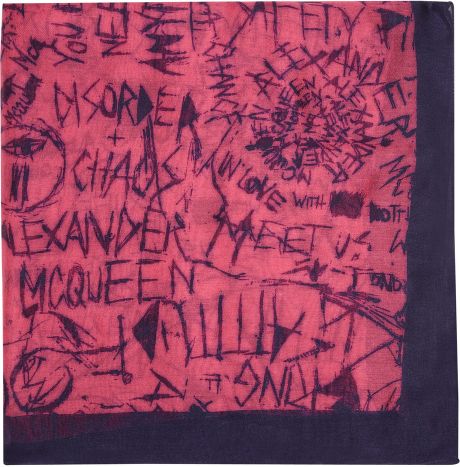 Mcq By Alexander Mcqueen Graffiti Print Woven Scarf in Pink (fuchsia