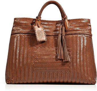 Ralph Lauren Collection Woven Herringbone Leather Shopper - Lyst