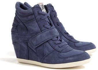 Ash Navy Bowie Suede and Canvas Wedge Trainers - Lyst