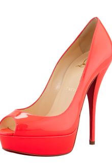 Christian Louboutin Troca Fluorescent Patent Red Sole Platform Pump Rose - Lyst