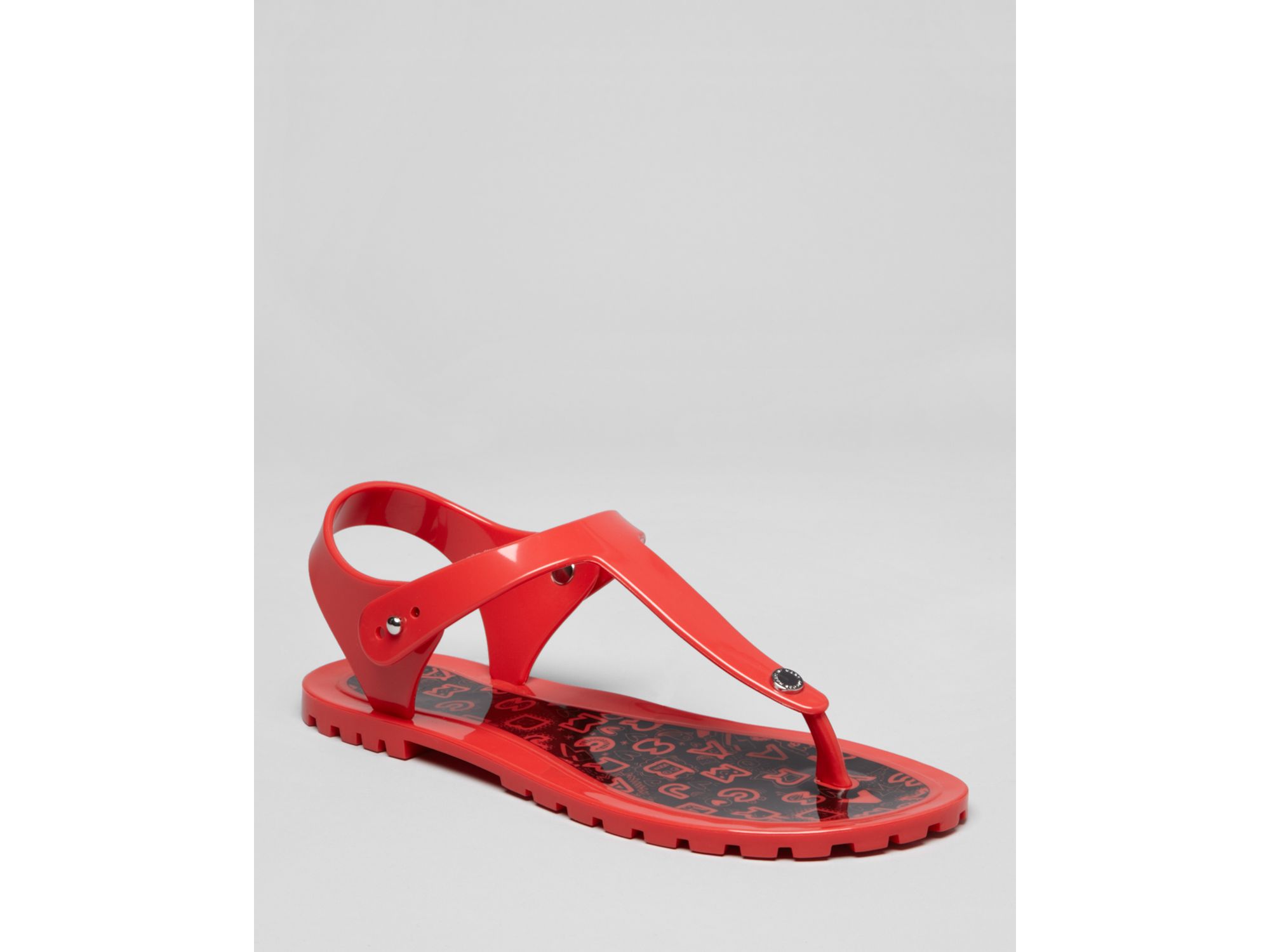 Marc By Marc Jacobs Flat Thong Sandals Rubber Jelly in Orange (red) | Lyst