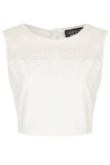 Topshop Sequin Lace Panel Crop Top - Lyst