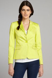 Alice + Olivia Neon Yellow Cotton Blend Onebutton Elyse Blazer - Lyst