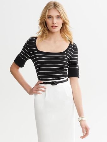 Banana Republic Striped Squareneck Pullover - Lyst
