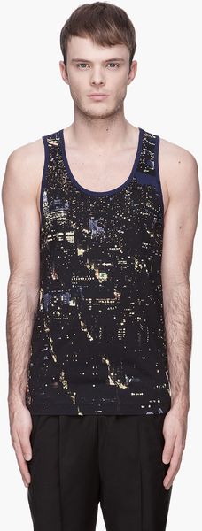 Billtornade Black and Navy Lester Cityscape Tank Top - Lyst